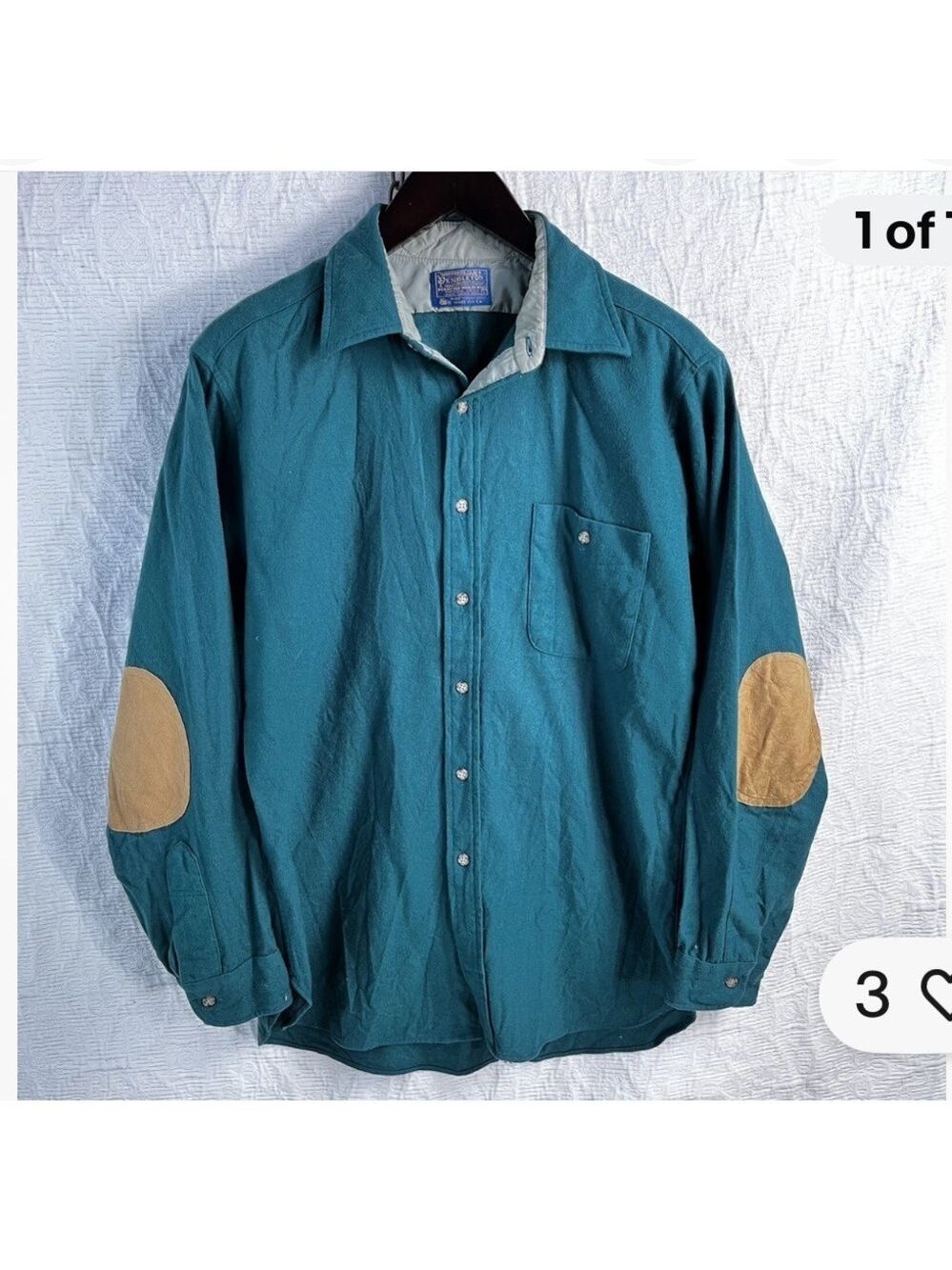 Vintage Pendleton Trail Shirt Mens Large 100 Virgin Wool USA Made Elbow Patches
